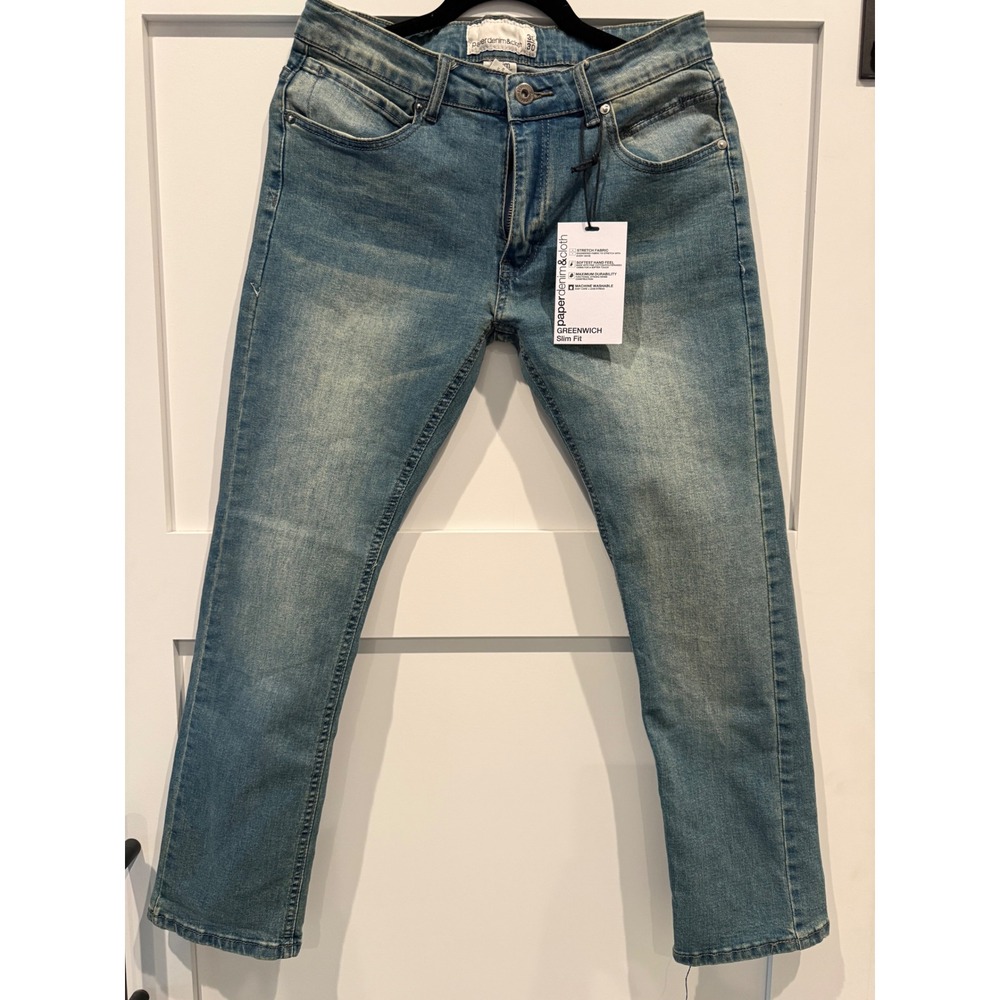 Paperdenim&cloth Greenwich Slim Fit Jeans Mens 30x30 Blue Stretch Denim NEW
